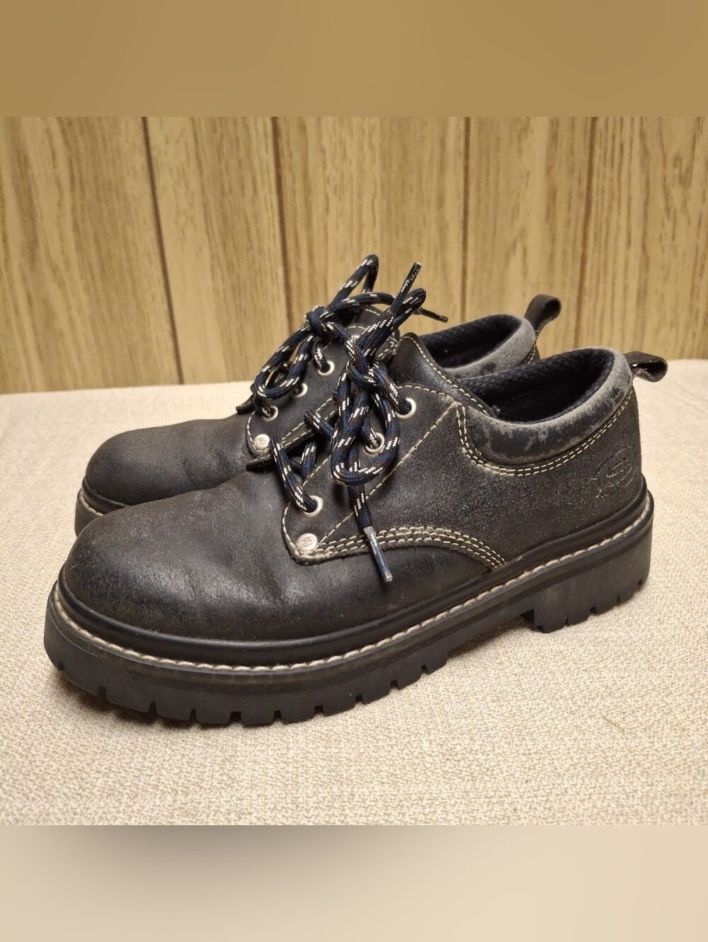 Skechers Vintage Hard Hats Hard Core Chunky Platforms Oxfords Suede 6.5 Y2K